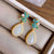 Cloisonne & Jade Vergoldete Ohrringe im chinesischen Stil