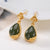 Vergoldeter Lotus & grüne Jade Ohrringe im chinesischen Stil