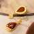 Boucles D'oreilles Style Chinois Lotus Dorée & Agate Rouge