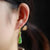 Water Drop Shape Green Jade Chinese Style Gilding Earrings