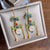 Cloisonne & Round Button Shape Jade Chinese Style Gilding Earrings