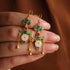 Cloisonné & Runde Knopfform Jade Vergoldete Ohrringe im chinesischen Stil