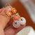 Lock Shape & White Jade Chinese Style Gilding Earrings