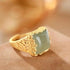 Bague Argent Jade Vert Style Chinois Dorure