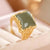 Anillo de plata dorada estilo chino de jade verde