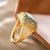 Bague Argent Jade Vert Style Chinois Dorure