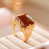 Red Agate Chinese Style Gilding Silver Ring