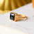 Bague Argent Agate Noire Style Chinois Dorure