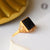 Vergoldeter Silberring aus schwarzem Achat im chinesischen Stil