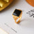 Black Agate Chinese Style Gilding Silver Ring