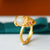Anello dorato in argento dorato con stile cinese in giada bianca Pi Xiu