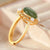 Grüner Jade Edelstein Vergoldeter Silberring im chinesischen Stil