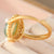 Anello d'argento dorato in stile cinese con gemma di giada verde