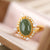 Green Jade Gem Chinese Style Gilding Silver Ring