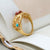 Bague Argent Corail Rouge & Turquoise Style Chinois Dorure
