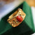 Red Coral Gem Chinese Style Gilding Silver Ring