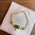 Pendentif Jade Vert Bracelet Doré Style Chinois