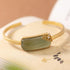Braccialetto dorato in stile cinese con perline di giada verde