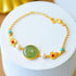 Bracelet en dorure de style chinois en perles de corail rouge perle de jade