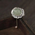 Lotus Designed Green Jade Sterling Silver Brooch