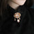 Broche Rétro Ovale Gem avec Perles Dorure Argent