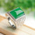 Green Jade Sterling Silver Openings Ring