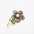 Plum Blossom Shape Embroidery with Green Jade Gilding Brooch