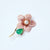 Plum Blossom Shape Embroidery with Green Jade Gilding Brooch