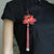 Lotus Shape Embroidery with Tassel Gilding Brooch