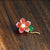 Red Agate Flower with Green Jade Leaf Designed Gilding Brooch