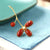 Red Coral Trefoil Designed Gilding Silver Brooch