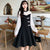 Robe chinoise à manches longues Illusion Neck Style Lolita Petite robe noire