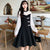 Long Sleeve Illusion Neck Lolita Style Chinese Dress Little Black Dress