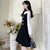 Robe chinoise à manches longues Illusion Neck Style Lolita Petite robe noire