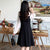 Chinesisches Kleid im Lolita-Stil mit langen Ärmeln, Illusionsausschnitt, Kleines Schwarzes