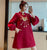 Abito cinese in stile Lolita con maniche a sbuffo con ricamo a serratura cinese