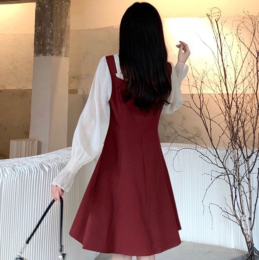 Square Neck Puff Sleeve Lolita Style Chinese Dress