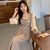 Square Neck Puff Sleeve Lolita Style Chinese Plaid Dress