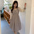 Square Neck Puff Sleeve Lolita Style Chinese Plaid Dress