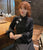 Vestido chino estilo Lolita con mangas abullonadas, vestido negro con botones de bowknot