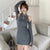 Lapel Collar Halter Neck Lolita Style Chinese Dress Knit Dress with Shawl