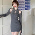 Reverskragen Neckholder Lolita Style Chinesisches Kleid Strickkleid mit Schal