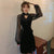 Vestido chino de terciopelo estilo Lolita con manga larga ilusión Vestido negro pequeño