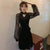 Long Illusion Sleeve Lolita Style Velvet Chinese Dress Little Black Dress