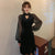 Long Illusion Sleeve Lolita Style Velvet Chinese Dress Little Black Dress