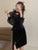 Robe chinoise en velours à manches longues Illusion Style Lolita Petite robe noire