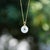 Button Shape White Jade Pendant Gilding Necklace