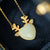 Elk Designed White Jade Pendant Gilding Necklace