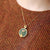 Lotus & Dragonfly Designed Green Jade Pendant Gilding Necklace