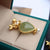 Gilding Flower & Tear Shape Jade Designed Sterling Silver Brooch